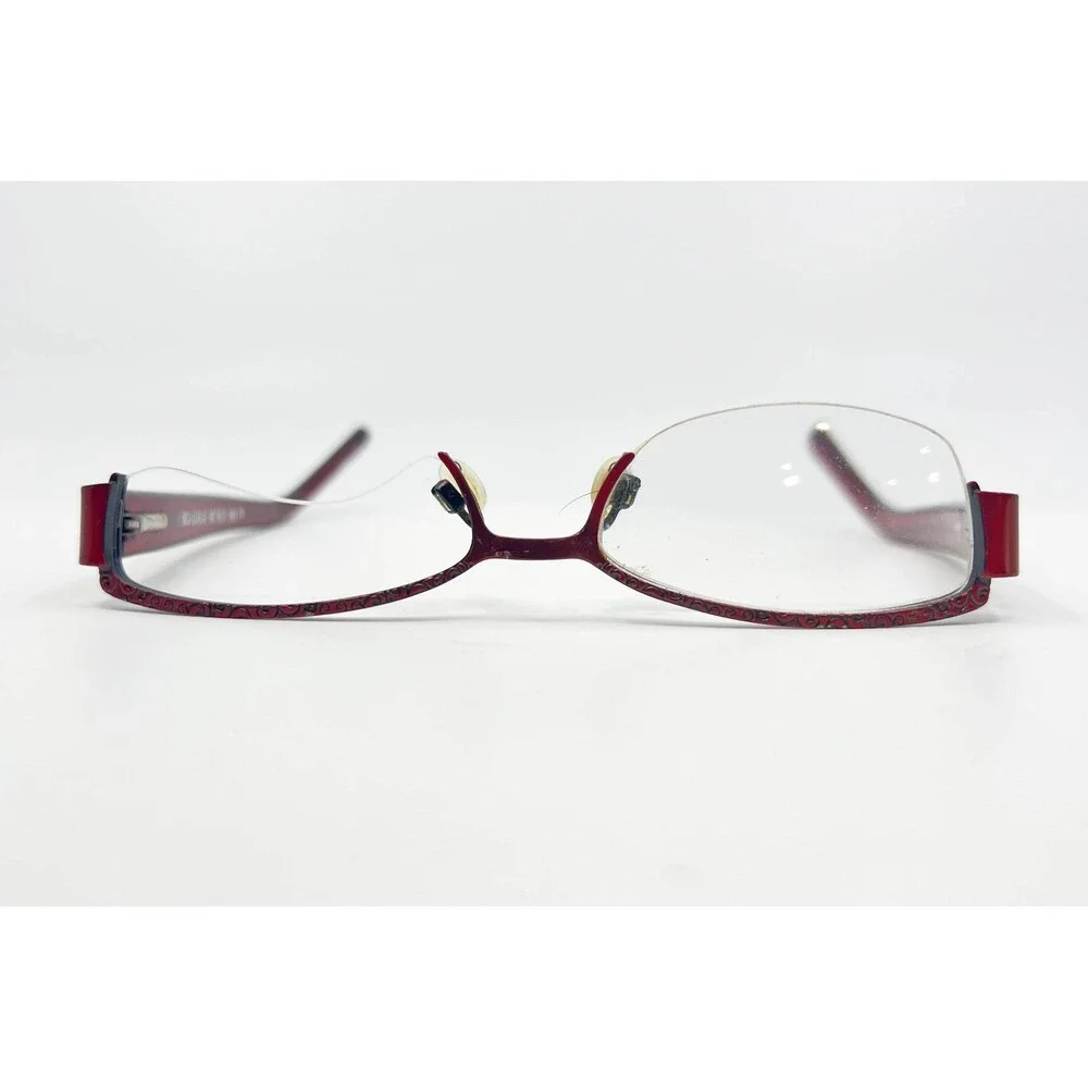 aJ 158 Eyeglasses Frames Womens Red Half Rim Oval 51-17-135